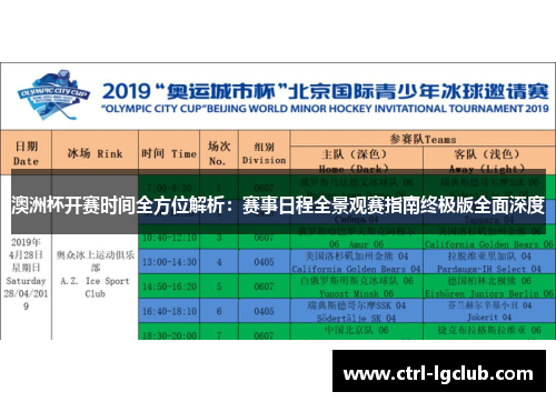 澳洲杯开赛时间全方位解析:赛事日程全景观赛指南终极版全面深度 澳洲杯开赛时间全方位解析:赛事日程全景观赛指南终极版全面深度